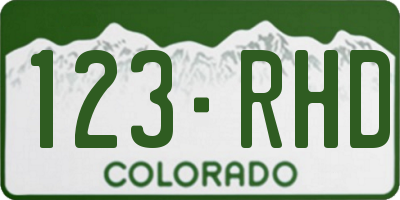 CO license plate 123RHD