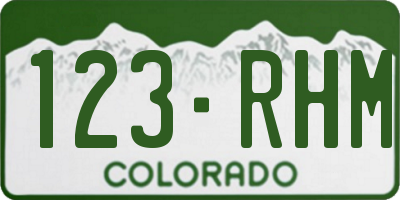 CO license plate 123RHM