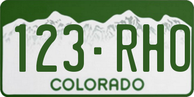 CO license plate 123RHO