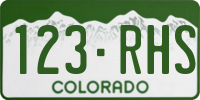 CO license plate 123RHS