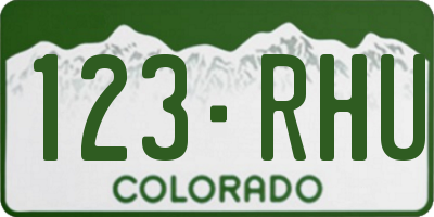 CO license plate 123RHU