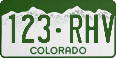 CO license plate 123RHV