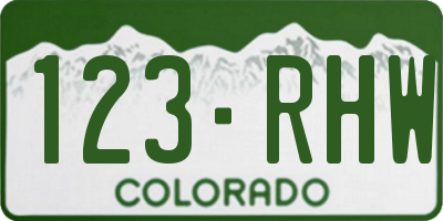 CO license plate 123RHW