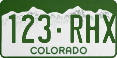 CO license plate 123RHX