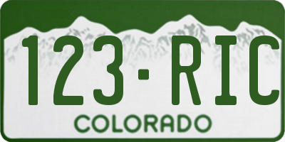 CO license plate 123RIC