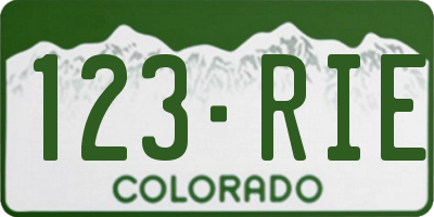 CO license plate 123RIE