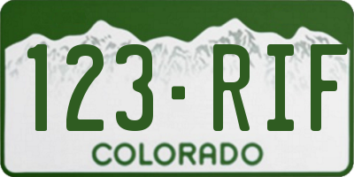 CO license plate 123RIF