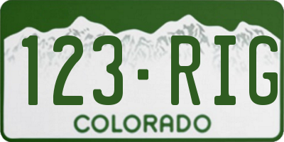 CO license plate 123RIG