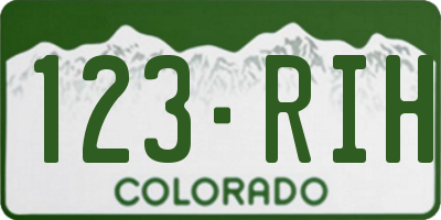 CO license plate 123RIH