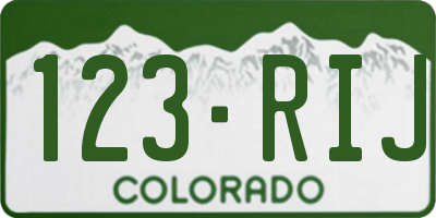 CO license plate 123RIJ