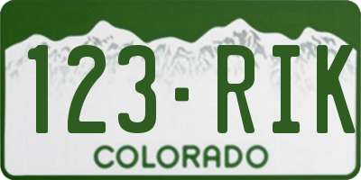 CO license plate 123RIK