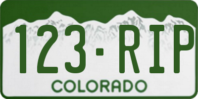 CO license plate 123RIP