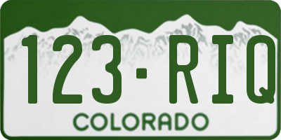CO license plate 123RIQ