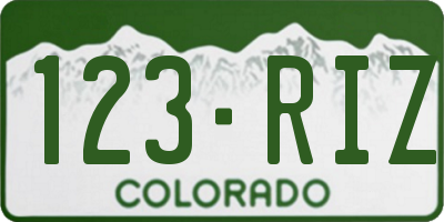 CO license plate 123RIZ