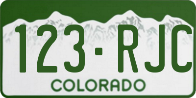 CO license plate 123RJC