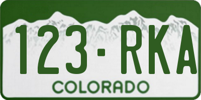 CO license plate 123RKA