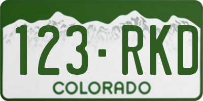 CO license plate 123RKD