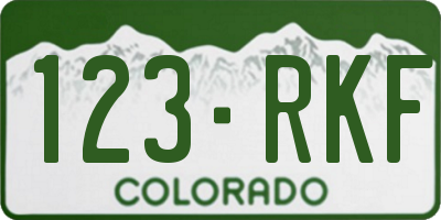 CO license plate 123RKF