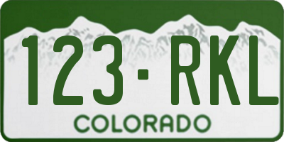 CO license plate 123RKL