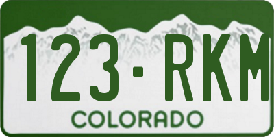 CO license plate 123RKM