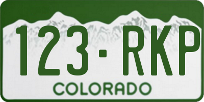 CO license plate 123RKP