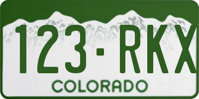 CO license plate 123RKX