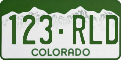 CO license plate 123RLD