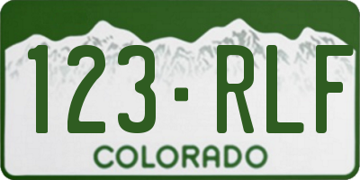 CO license plate 123RLF