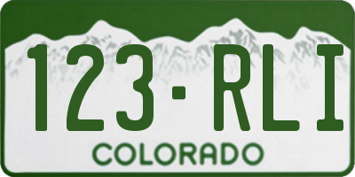 CO license plate 123RLI