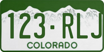 CO license plate 123RLJ
