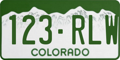 CO license plate 123RLW