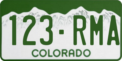 CO license plate 123RMA