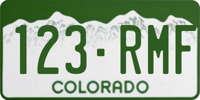CO license plate 123RMF