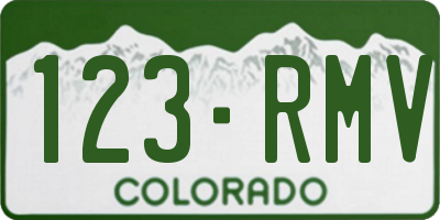 CO license plate 123RMV