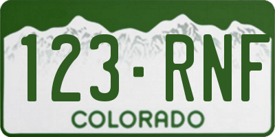 CO license plate 123RNF