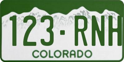 CO license plate 123RNH