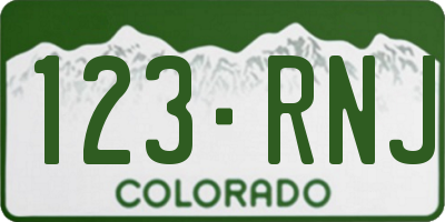 CO license plate 123RNJ