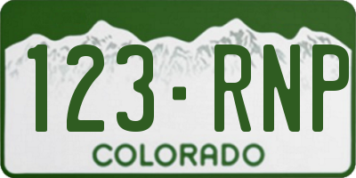 CO license plate 123RNP
