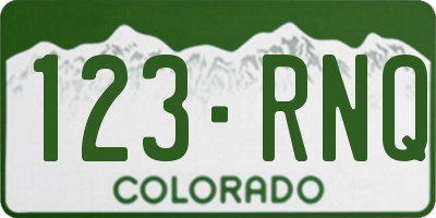 CO license plate 123RNQ