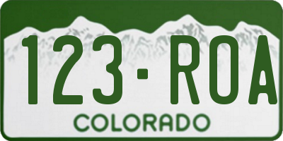 CO license plate 123ROA