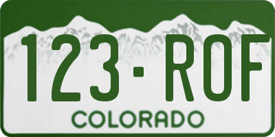 CO license plate 123ROF
