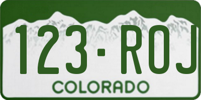 CO license plate 123ROJ
