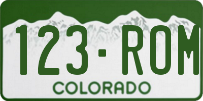 CO license plate 123ROM