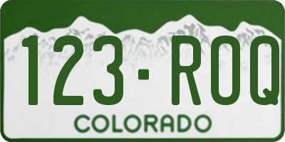 CO license plate 123ROQ