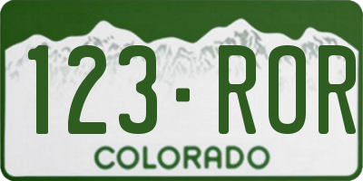 CO license plate 123ROR