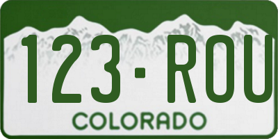 CO license plate 123ROU