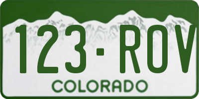 CO license plate 123ROV