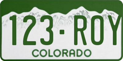CO license plate 123ROY