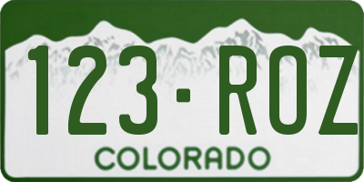 CO license plate 123ROZ