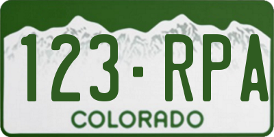 CO license plate 123RPA